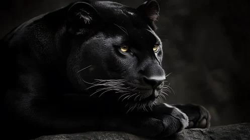 Striking Black Panther Gazes Into the Night.