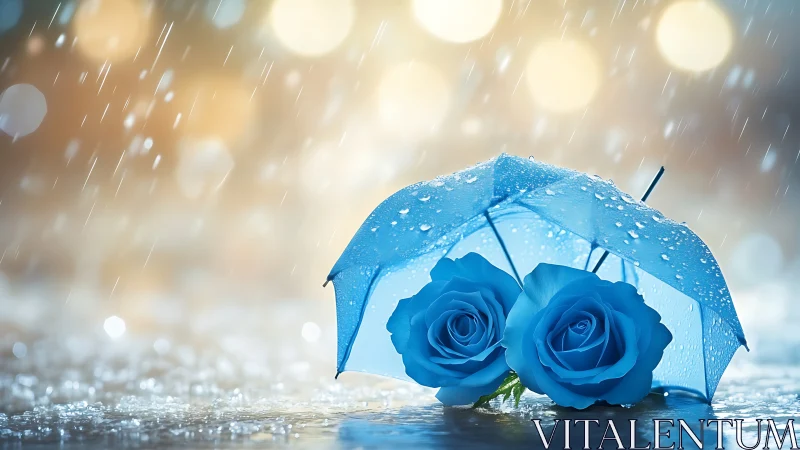 Two Sapphire Blooms Sheltered by Cerulean Canopy.