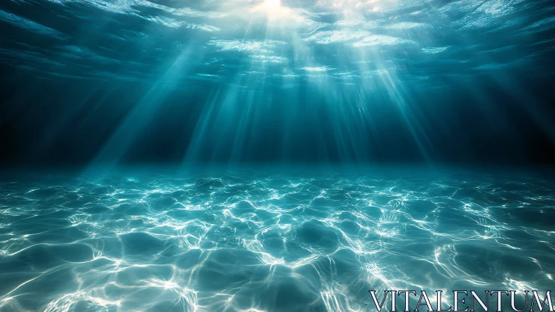 Sunlight penetrates shallow seabed, forming linear caustic bands