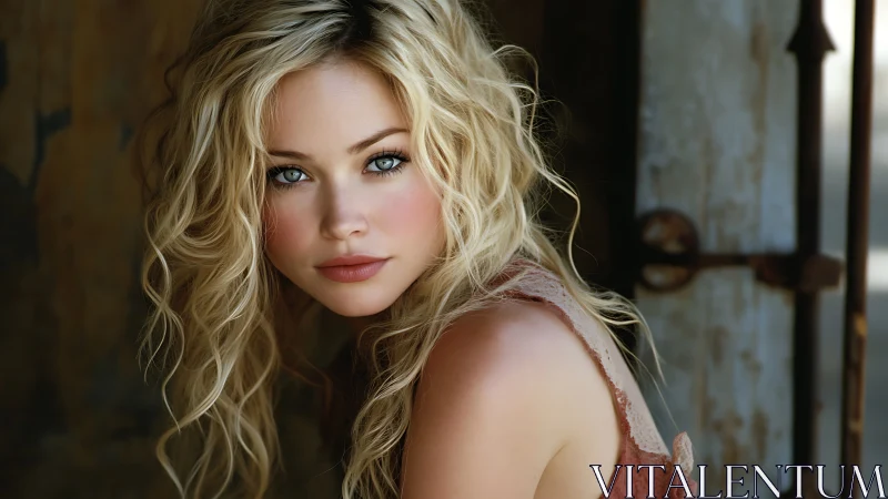 Soft golden curls frame a thoughtful, quietly confident gaze