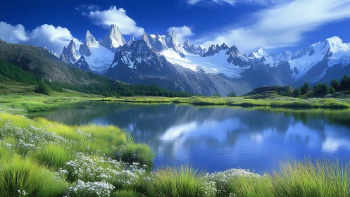 Mirrorlake cradles jagged snow crowns beneath blazing blue