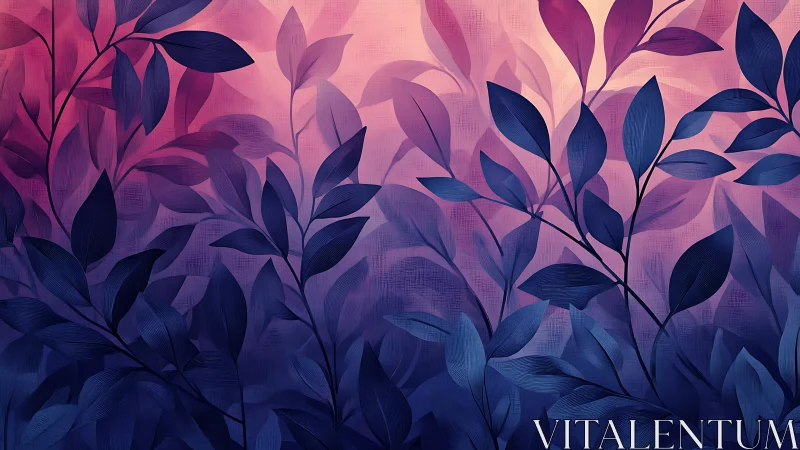 Dreamy twilight leaves in soft purple and pink glow.