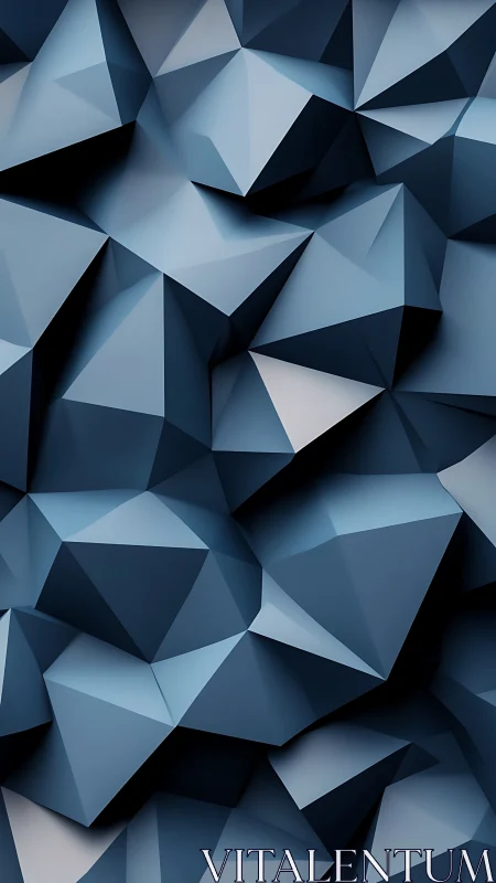 Low-poly faceted blue geometric relief with angular shading