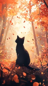 A Silhouetted Cat's Moment in Golden Autumn Light.