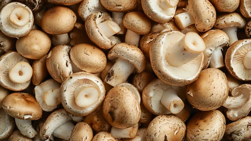 Tightly packed brown mushrooms display caps, gills, and stems