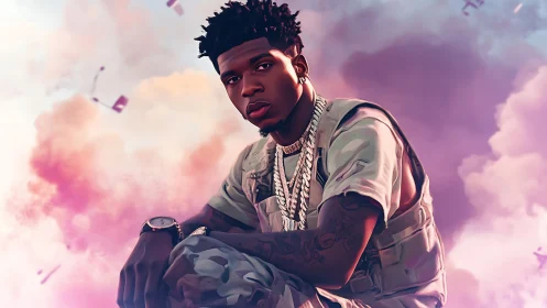 Calm street royalty resting in a dreamy pastel sky haze.