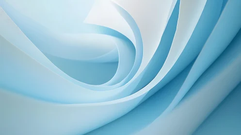 Curved blue layers create soft radial abstract swirl form