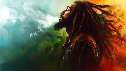 Color-swept portrait of quiet rhythm and drifting smoke.