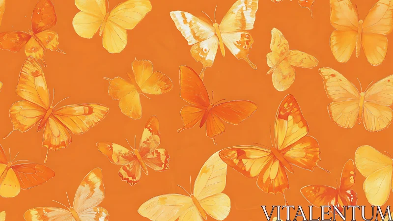 Orange-toned butterfly pattern on uniform colored ground.