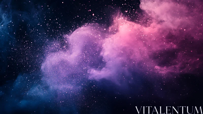 Cosmic cotton candy nebula swirling in midnight silence.