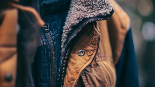 Layered Warmth: Sherpa-Lined Jacket's Textured Embrace.