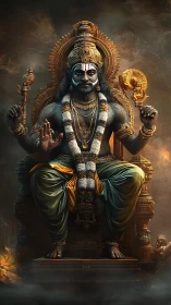 Seated deity figure rendered in detailed digital sculpture