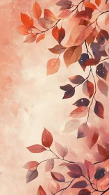 Watercolor botanical branches with warm tonal leaf gradients.