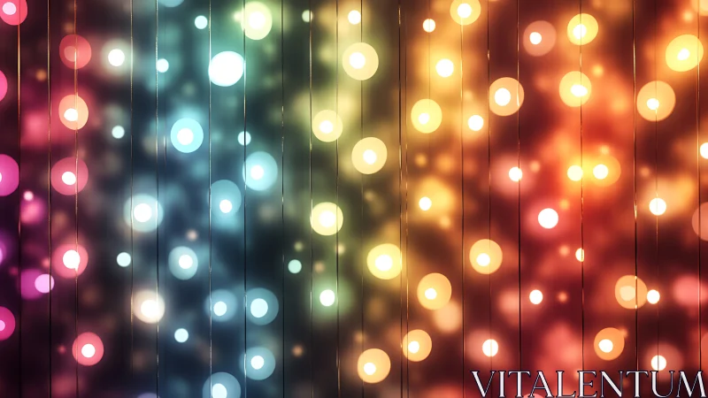 Color bokeh light curtain over dark gradient background.