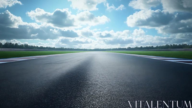 Sunlit racetrack horizon breathing quiet pre-race tension.