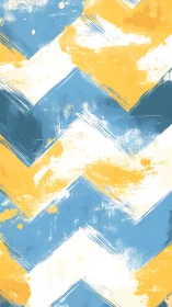 Cheerful zigzag brushstrokes dance in blue, gold, and white