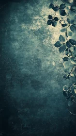 Botanical vignette on textured teal wall background.
