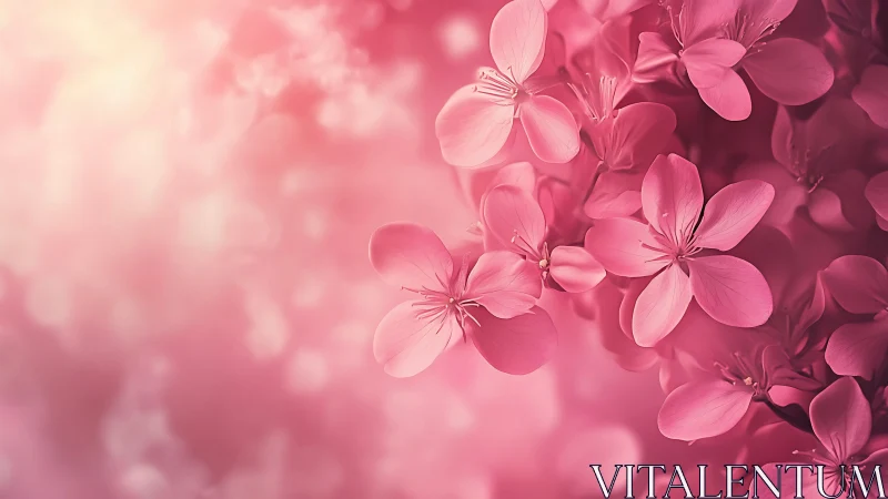 Pink flowering plant against blurred floral background