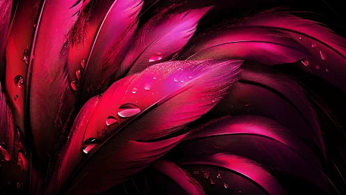 Velvet neon feathers kissed by midnight rainshine.