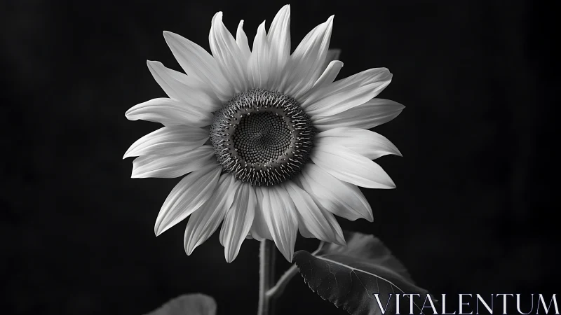 Black and White Sunflower Portrait.