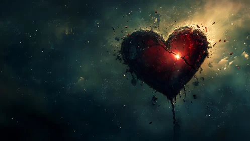 Heart-shaped celestial structure emits radiant light in starfield.