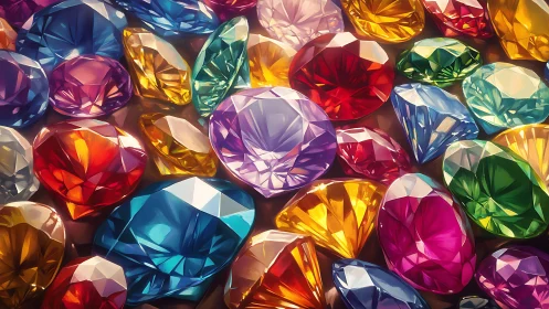 Multicolored faceted gemstones under soft studio reflections.