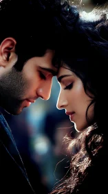 Intimate Profile: Two Faces Close in Romantic Moment.