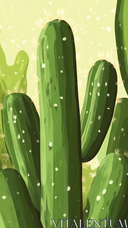 Vertical cactus study renders stylized desert botany in light