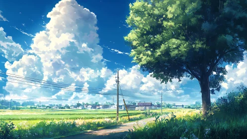 Summer fields drifting beneath deep blue country skies.