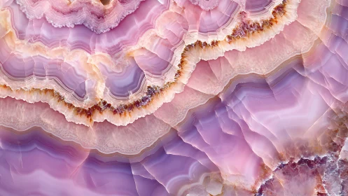 Layered rose agate macro reveals banded silica crystallization