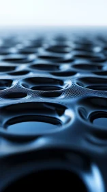 Fluid metal surface ripples under cool blue studio light