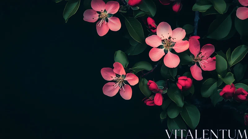 Pink flowering plant against dark background showing botanical structure