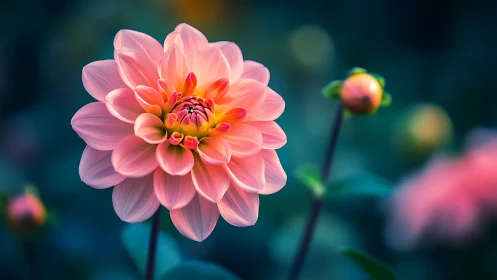 Stunning Pink Dahlia Blooming in Garden Soft Focus