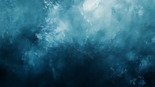 Stormlit blue abyss quietly dissolves into painted mist