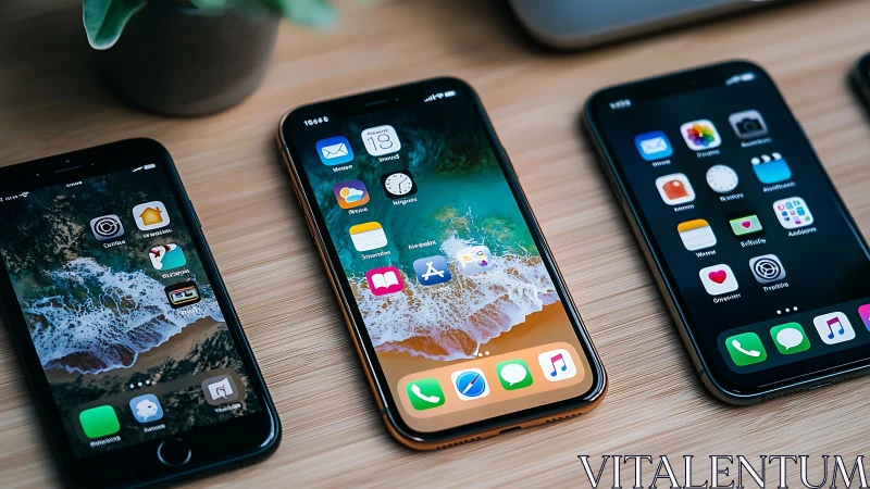 Cozy lineup of smartphones ready to organize everyday life.