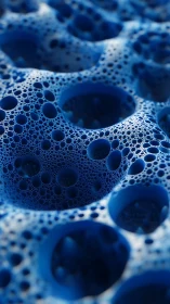 Deep blue abstract bubbles form a porous liquid landscape.