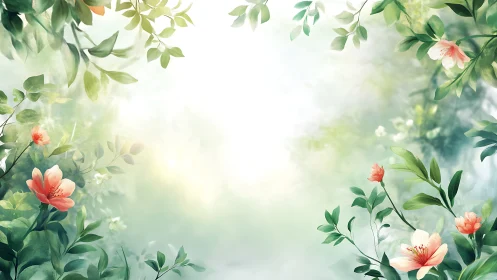 Botanical Garden Composition with Coral Florals.