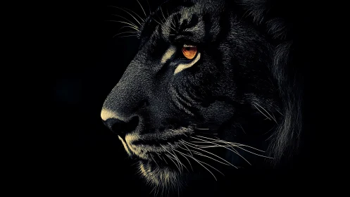 Midnight tiger gaze carved from ember and shadowed silence.