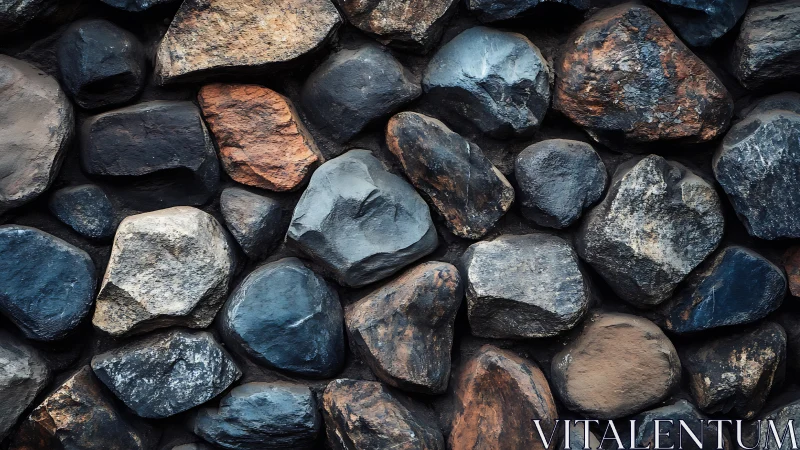 Cozy stone wall pattern with earthy, weathered river rocks.
