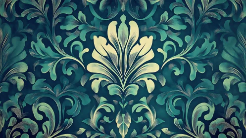 Golden leaf arabesques whisper through deep teal twilight