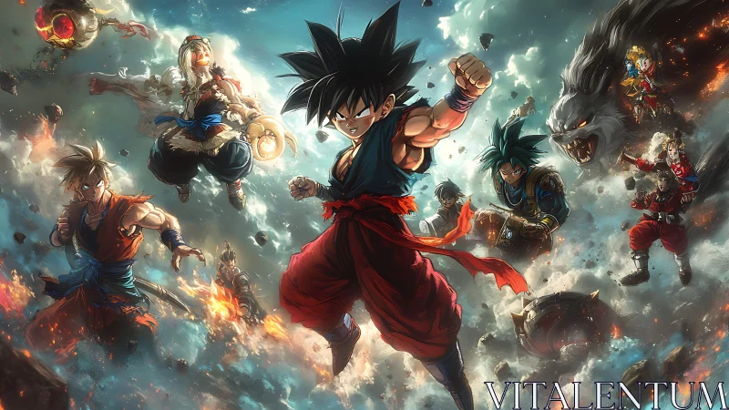 Sky-scorching warriors punch through swirling cosmic storms