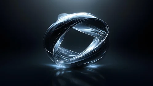Futuristic Glass Torus on Dark Background, Digital Abstract Art.