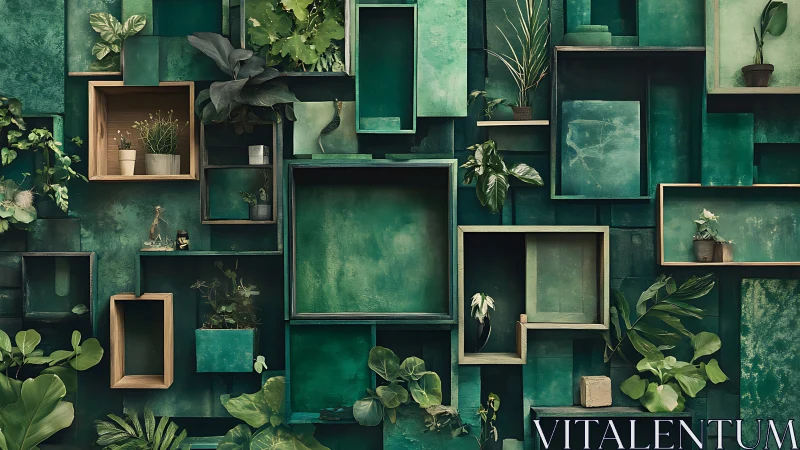 Verdant wall of shelves turns simple plants into quiet art