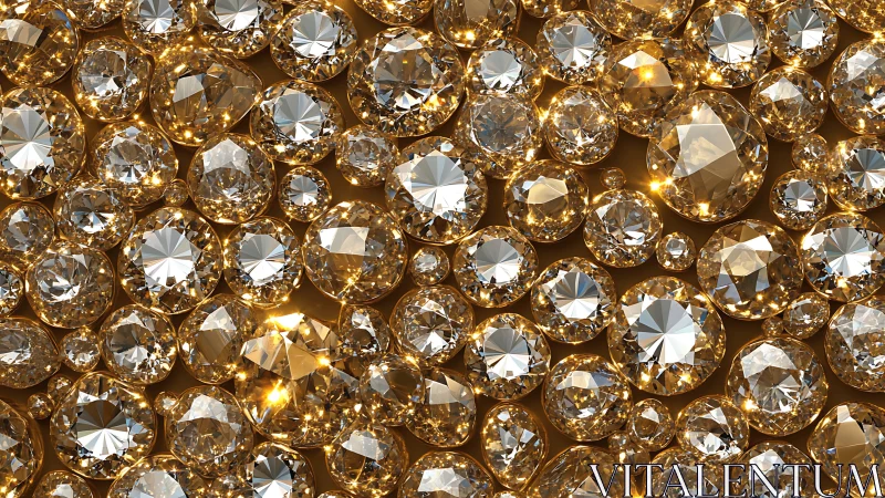 Packed brilliant-cut diamonds rendered with high-reflective caustics