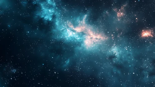 Stellar nebula cloud rendered with luminous cyan and amber gases