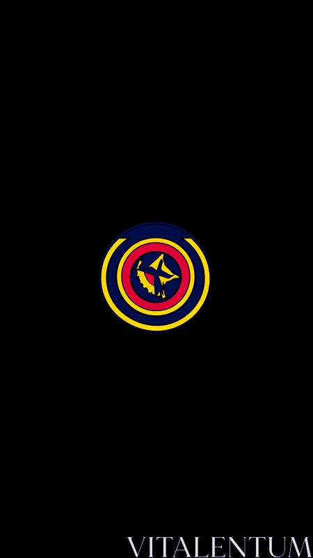 Concentric emblematic wolf sigil on black negative space.