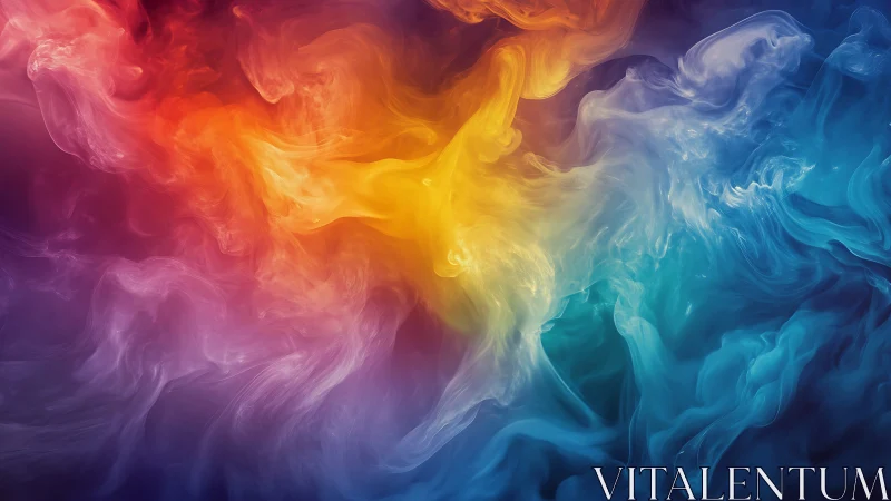 Vibrant swirling abstract clouds in multicolor gradient.