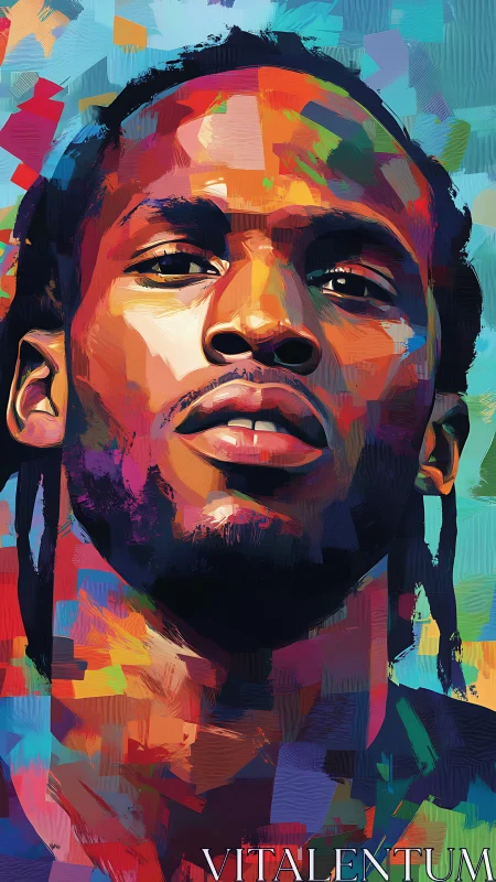 Prismatic portrait ignites a confident, color-drenched gaze.