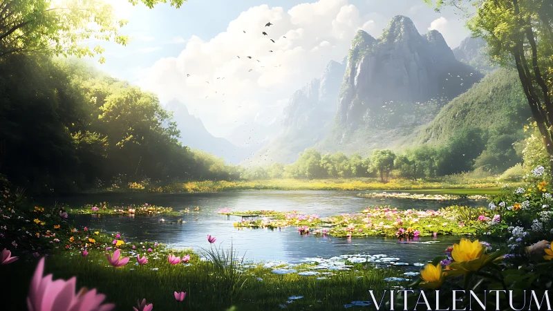 Lake surface reflects distant mountains under diffuse daylight