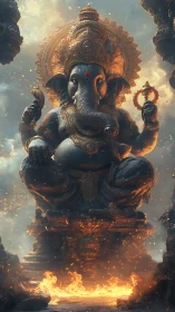 Molten dusk crowns the radiant elephantine guardian deity